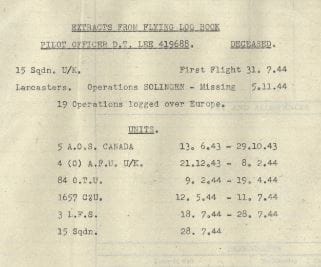 David Lee's 'extract from Log Book'
