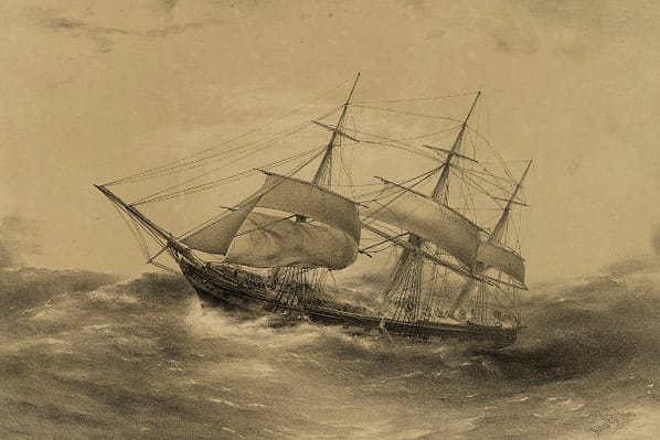 Clipper Ship 'Blackwall', 1000 Tons, in a squall off New Zealand on her homeward passage Decr 16th 1857,National Maritime Museum, Greenwich, LondonPAH9334